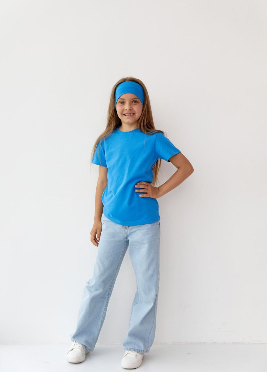 Блакитна базова дитяча однотонна футболка колір блакитний р.110 440832 New Trend