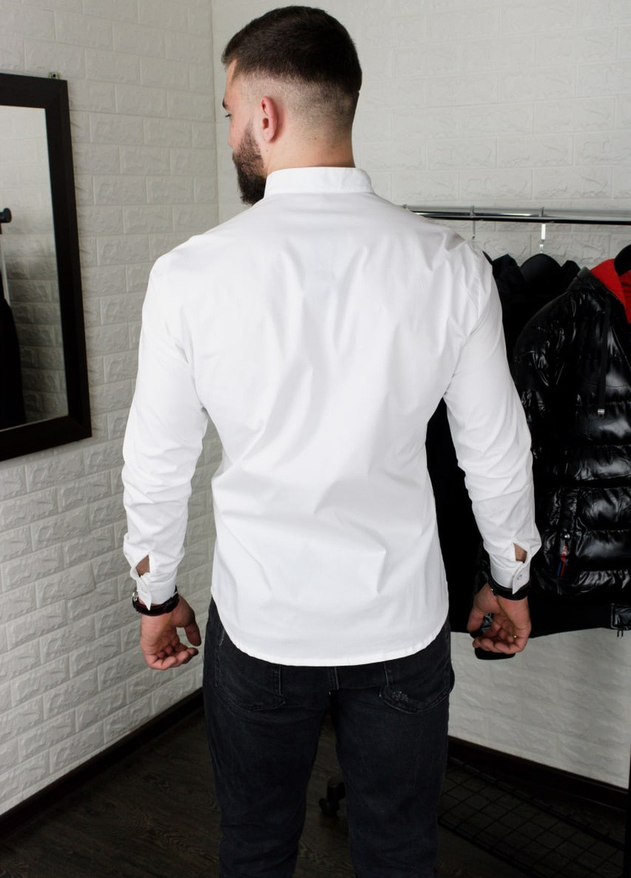 Белая кэжуал рубашка однотонная Vakko