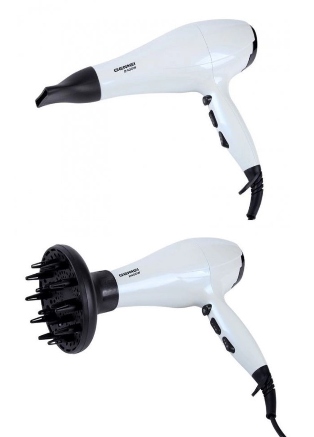 Профессиональный фен для волос с диффузором GM-105 2400 Вт Белый Gemei (258996075)