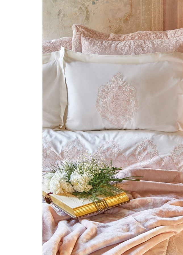 Набор постельное белье с покрывалом + плед - Desire pudra 2020-1 пудра евро (10) Karaca Home (258186404)