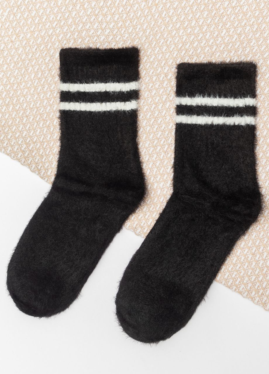 Женские шерстяные носки с полосками Черный Style Luxe (273380138)