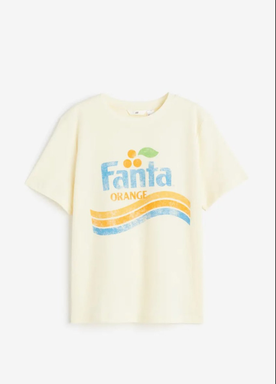 Желтая всесезон футболка с принтом fanta с коротким рукавом H&M