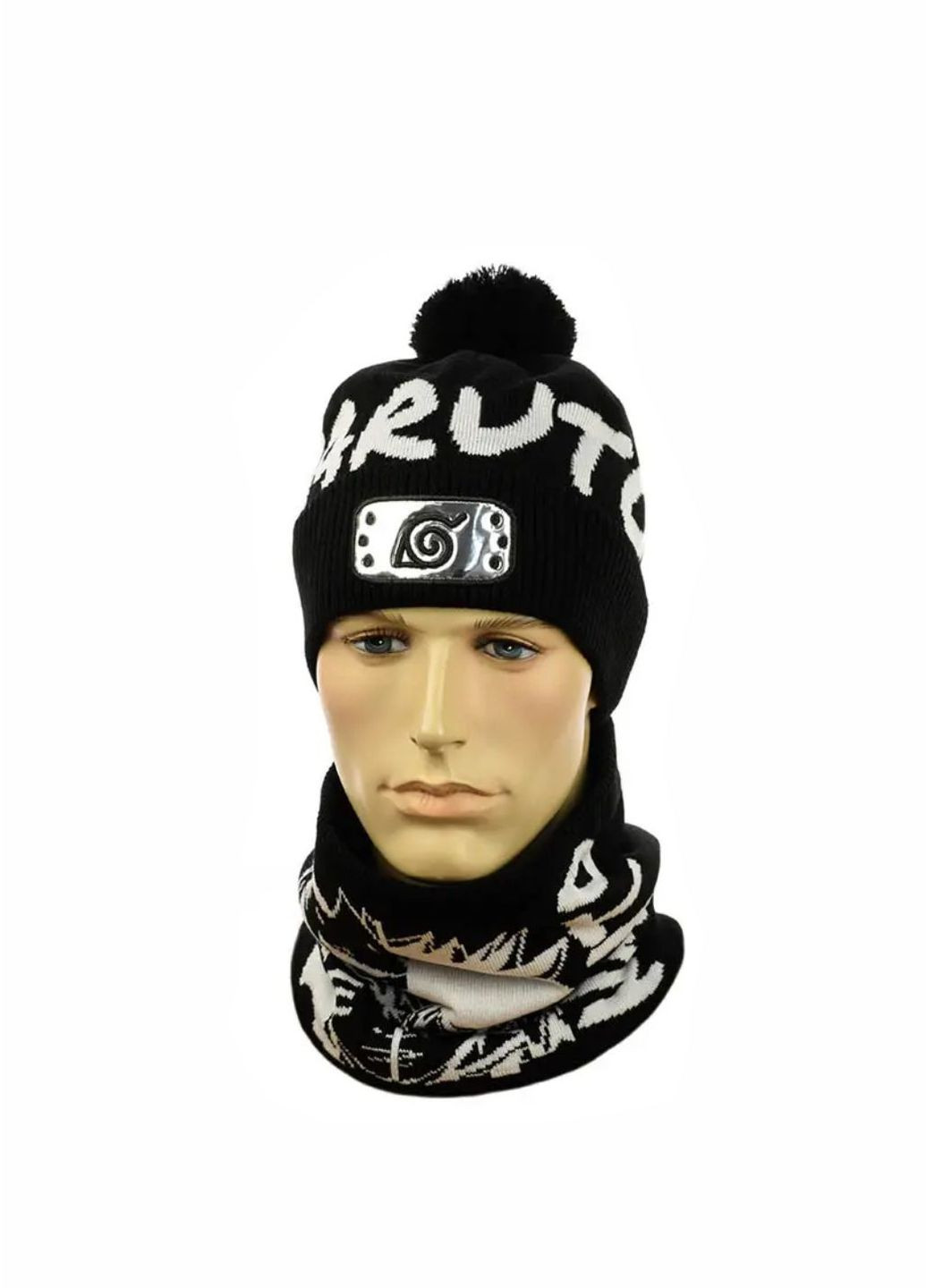Детский зимний комплект шапка с помпоном + снуд Наруто / Naruto No Brand дитячій комплект шапка + снуд (277167385)