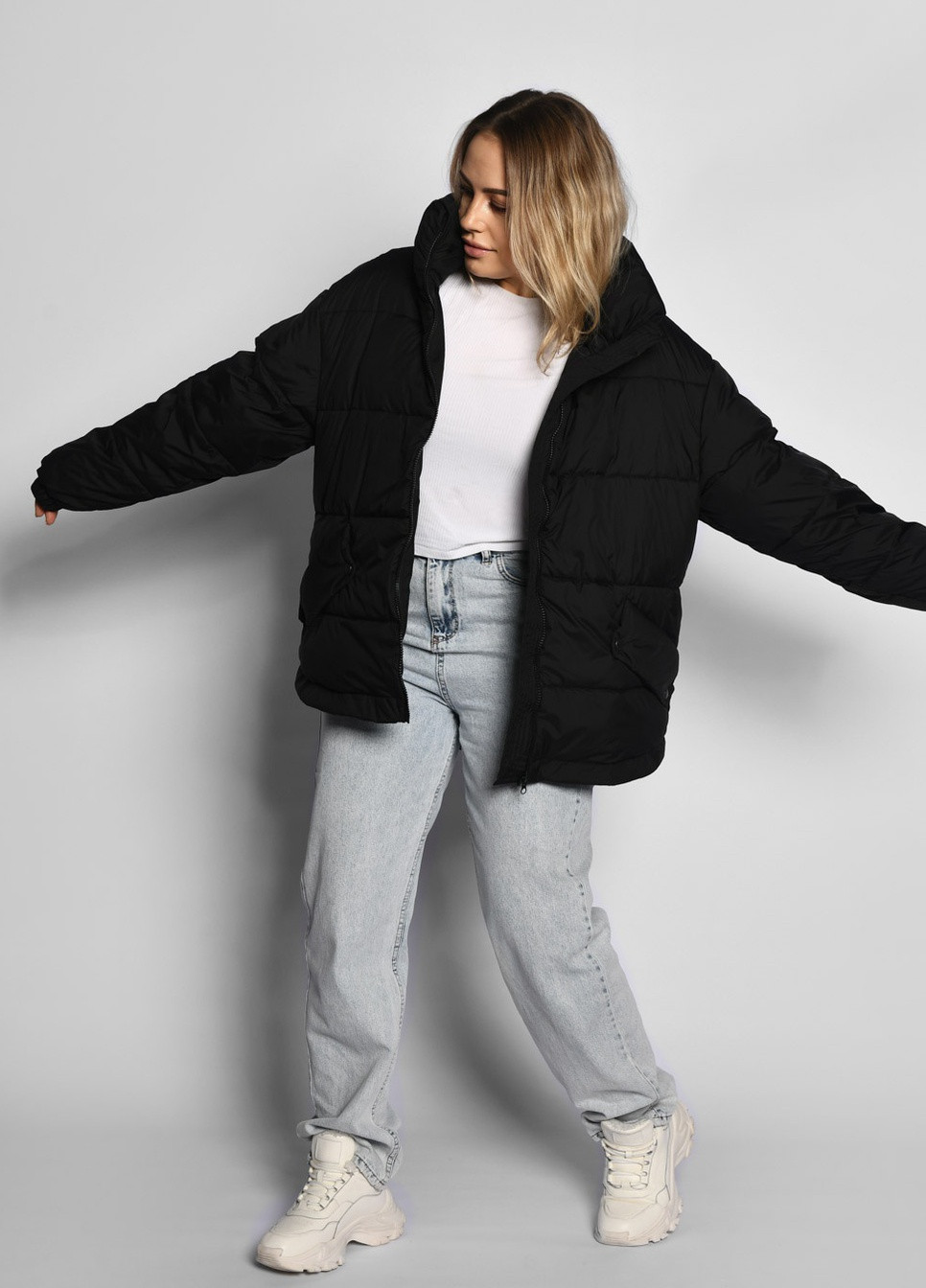 Черная демисезонная женская демисезонная куртка оверсайз X-Woyz