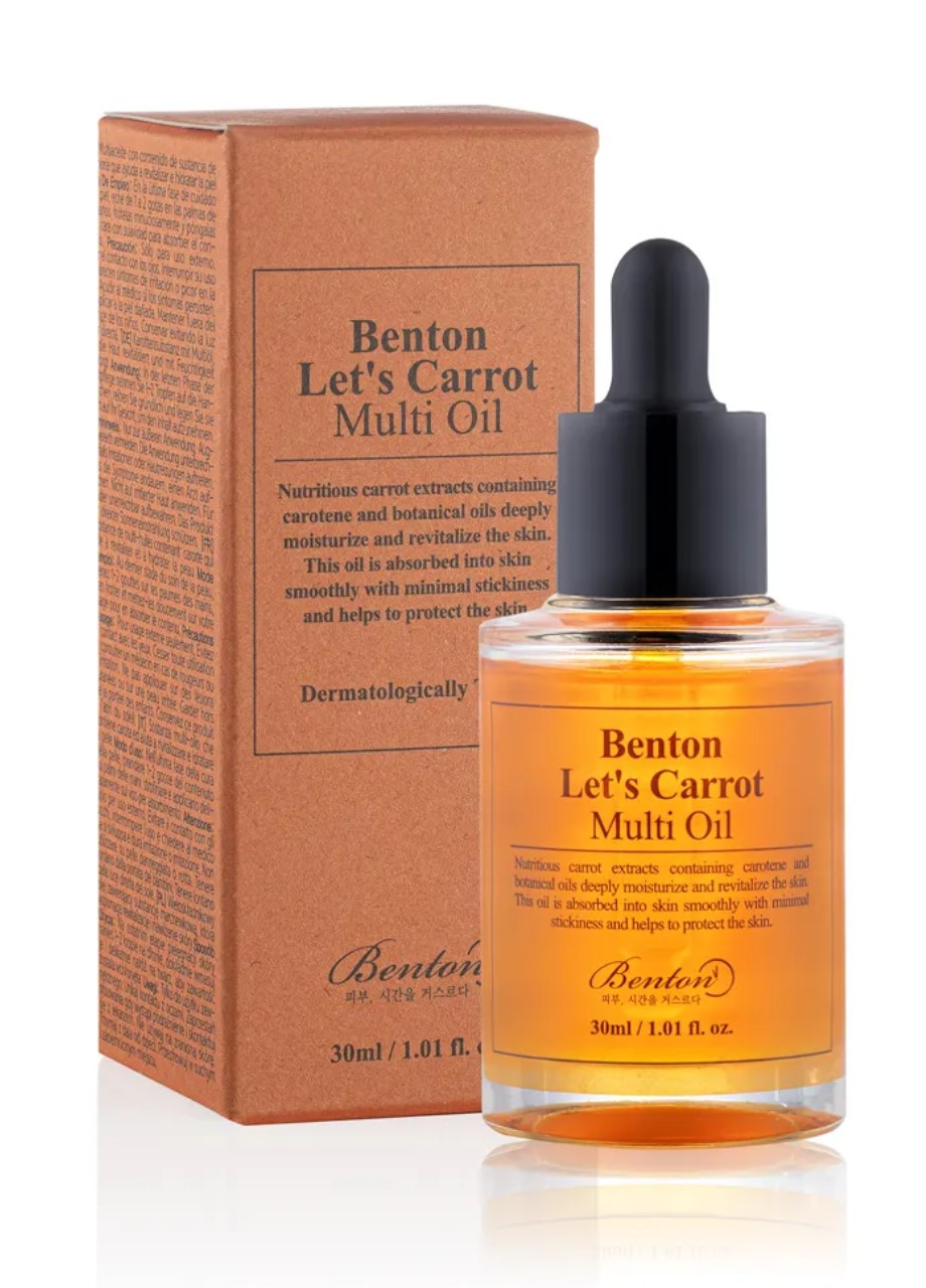 Мультифункціональна сироватка з маслом насіння моркви Let’s Carrot Multi Oil 30 ml Benton (269999792)