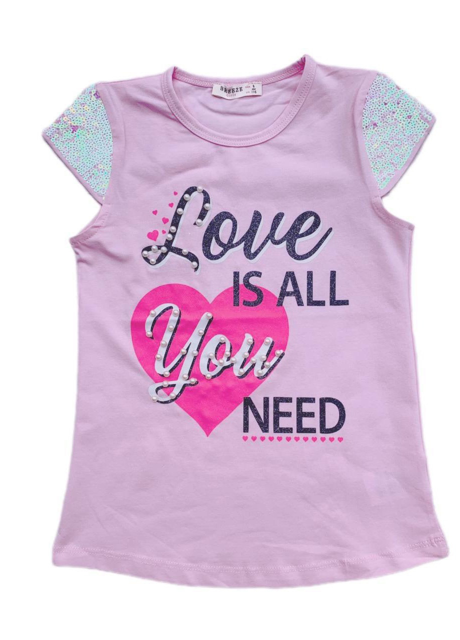 Розовая футболка для девочки Breeze