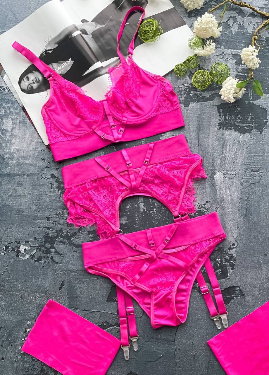Розовый демисезонный невероятный женский комплект No Brand
