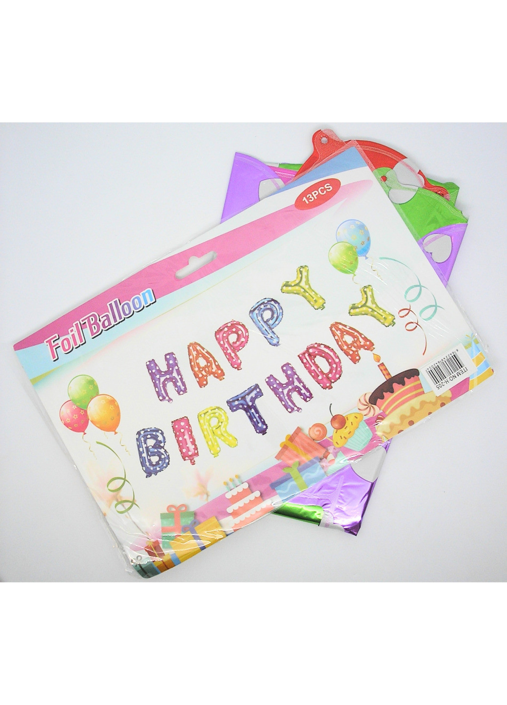 Шарики с днем рождения фольгированные набор шаров на день рождения буквы разноцветные 33 см полная фраза No Brand (259771276)
