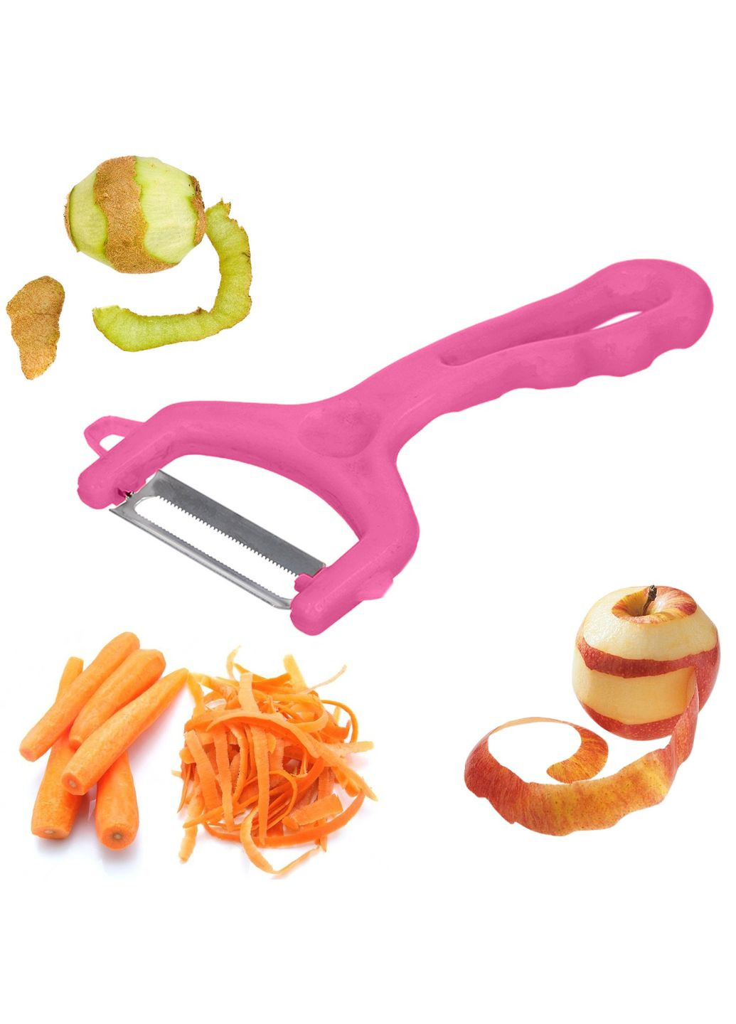 Нож экономка овощечистка зубчатая для тонкой чистки овощей и фруктов с маленькими зубчиками Розовый Kitchette (268658903)