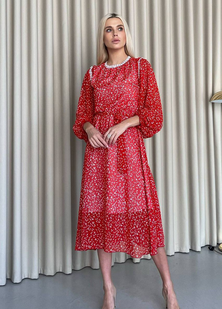 Красное повседневный платье Nenka с цветочным принтом