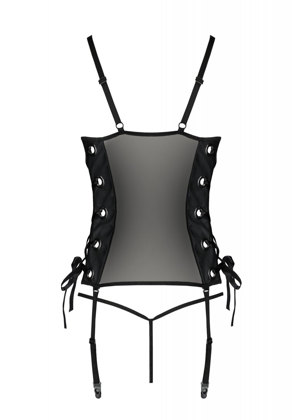Черный сетчатый корсет из экокожи alwia corset, с люверсами и съемными пажами Passion