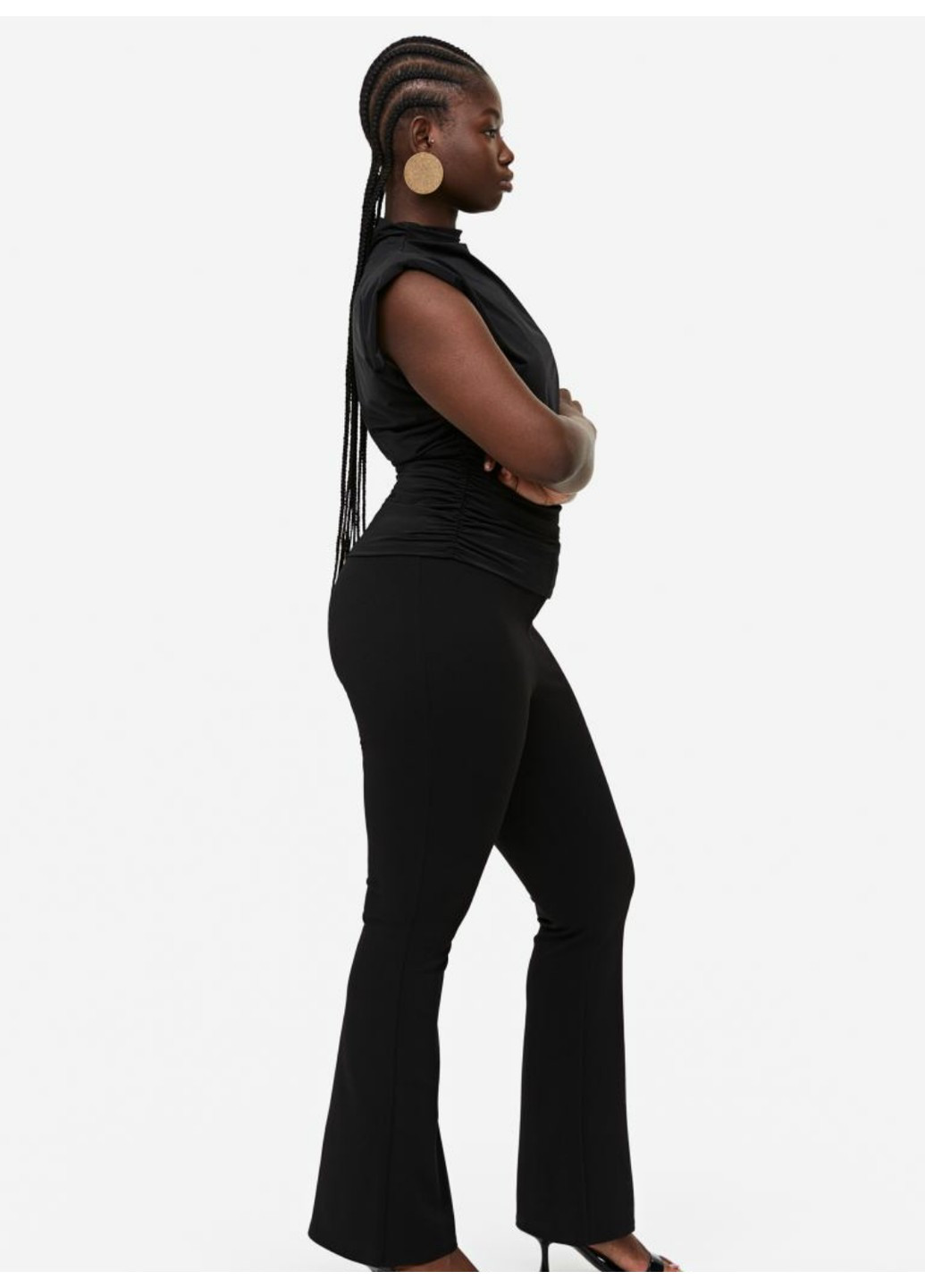 Черные демисезонные женские леггинсы-клеш н&м (56213) xs черные H&M