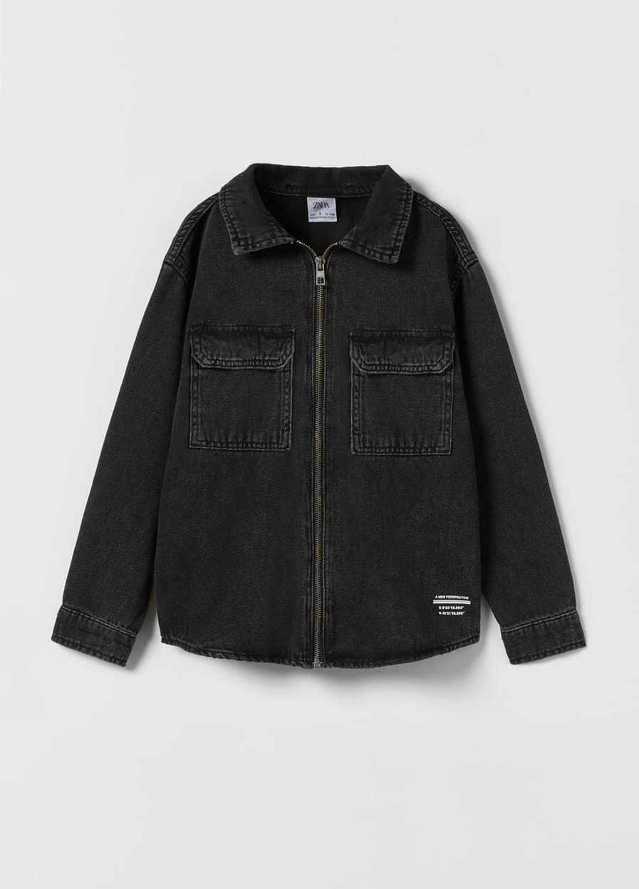 Чорна демісезонна джинсова куртка для хлопчика 8596 122 см чорний 64377 Zara