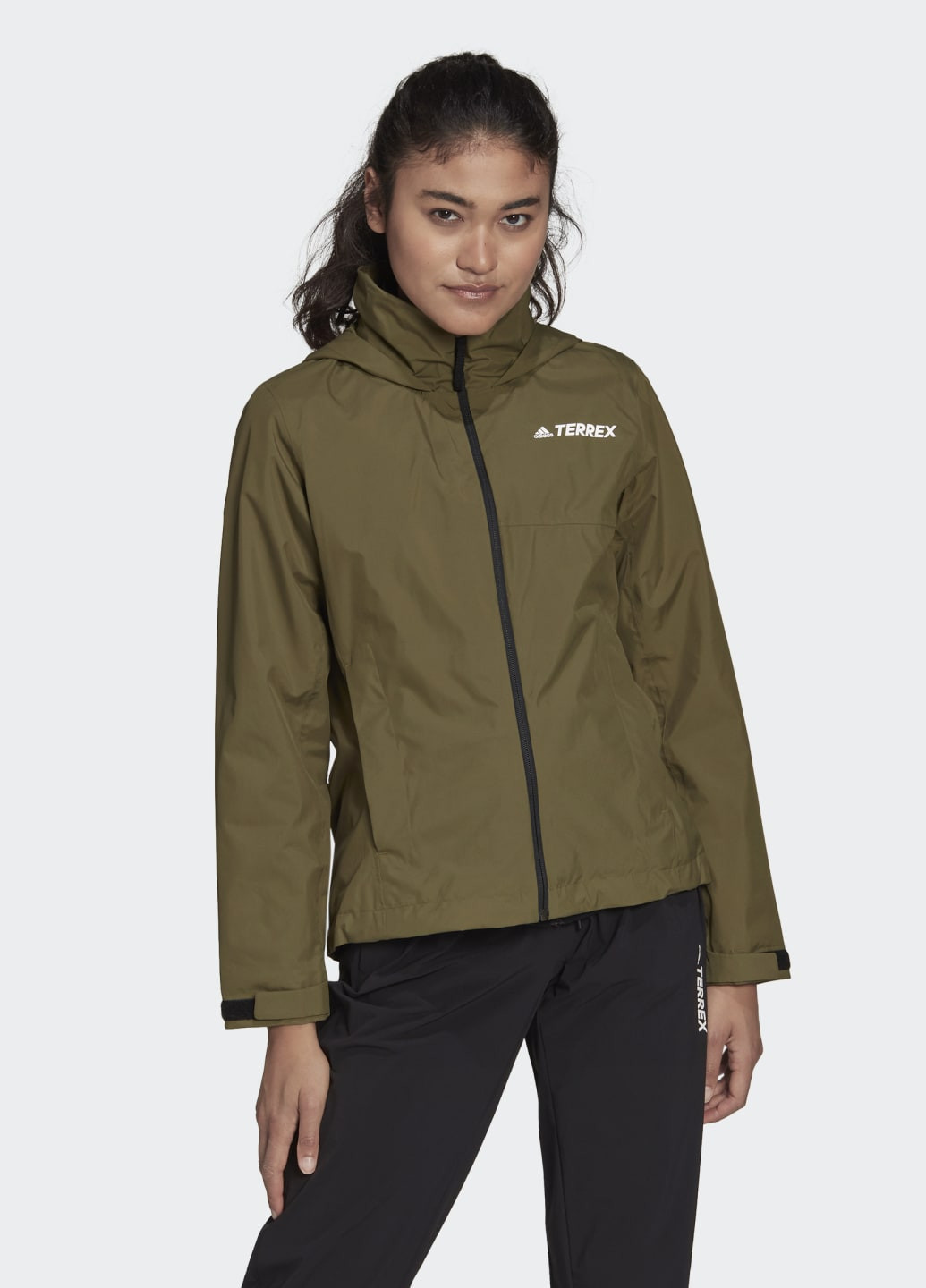 Зеленая демисезонная куртка-дождевик terrex multi rain.rdy primegreen adidas