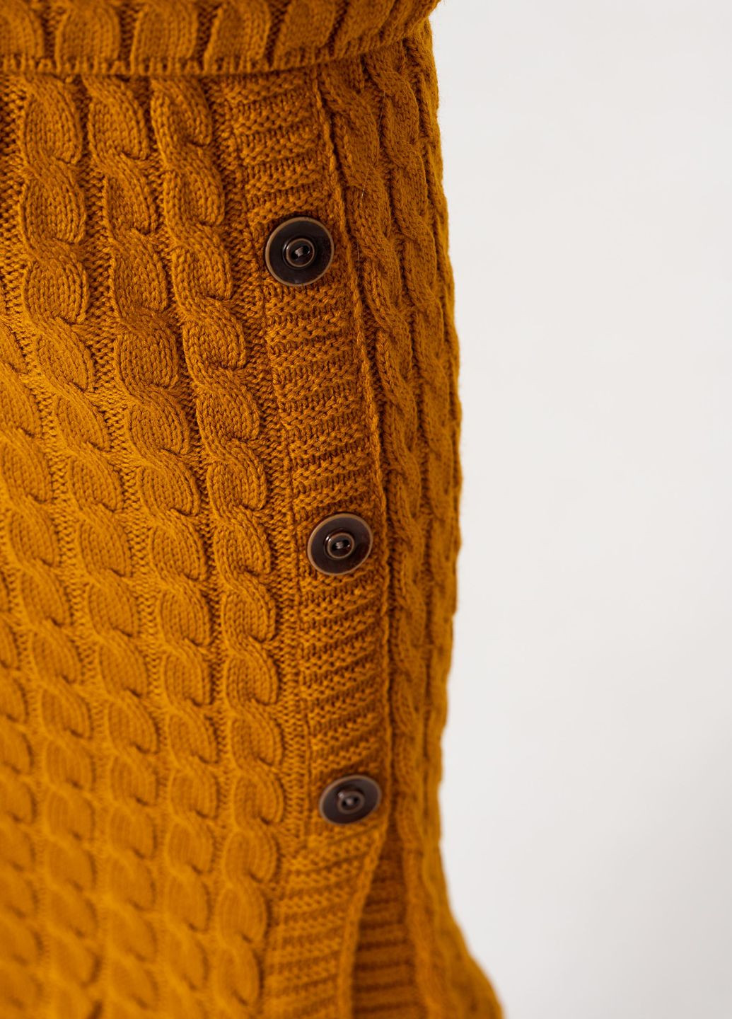 Горчичный демисезонный вязаный костюм горчичного цвета с юбкой юбочный Yumster
