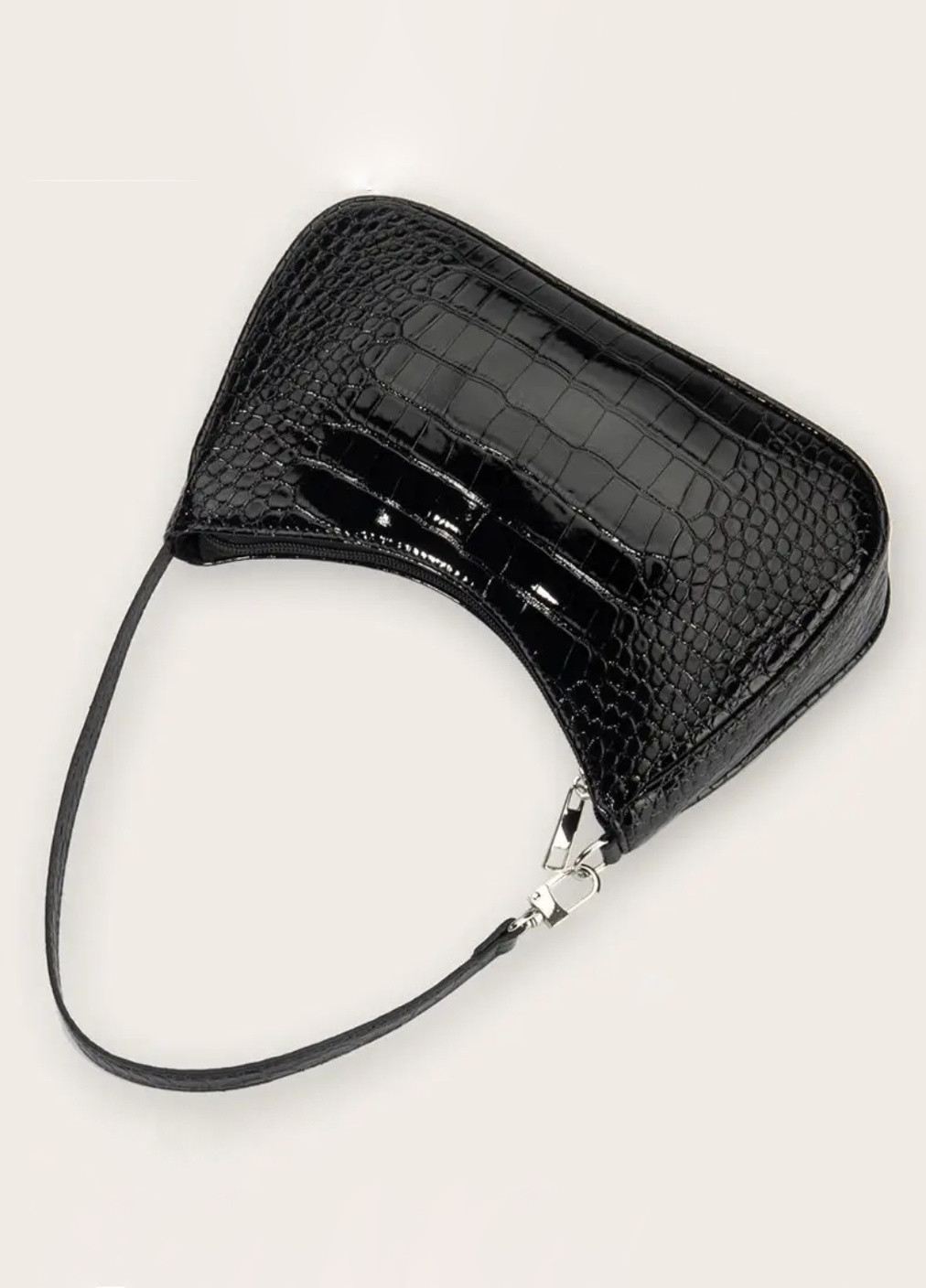 Жіноча сумочка багет рептилія 049 чорна No Brand (256989670)