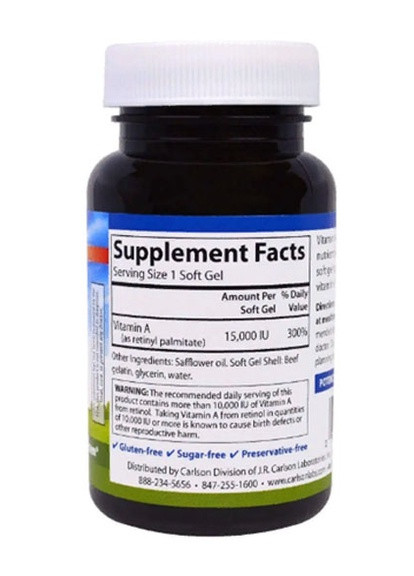 Vitamin A 15.000 IU 240 Soft Gels Carlson Labs (257252451)
