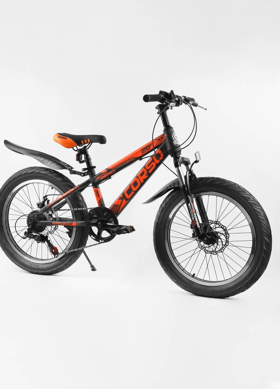 Детский спортивный велосипед 20" дюймов «AERO» цвет черно-оранжевый ЦБ-00213423 Corso (259423386)