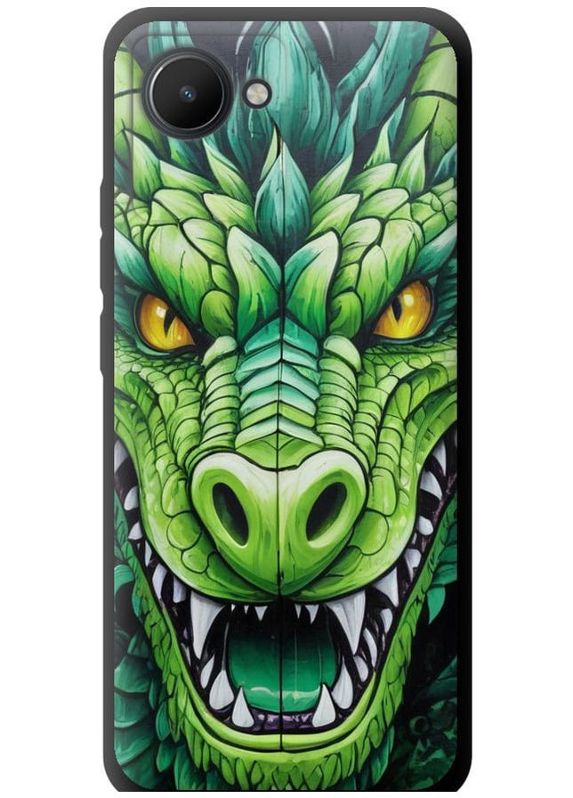 TPU черный чехол 'Зелёный дракон' для Endorphone Realme C30 (275457599)