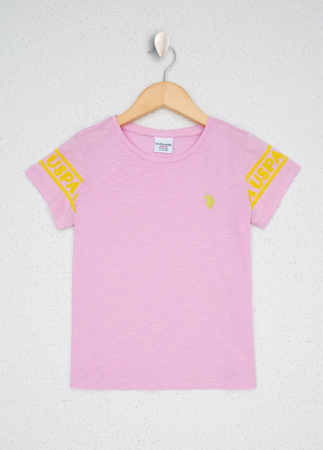 Светло-розовая детская футболка-футболка u.s/ polo assn. на девочку для девочки U.S. Polo Assn.