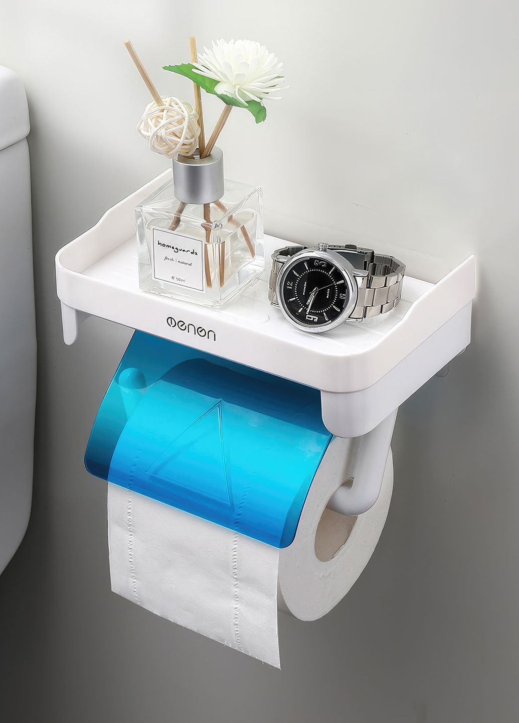 Тримач для туалетного паперу з полицею Синій 67478 OnePro (261995111)
