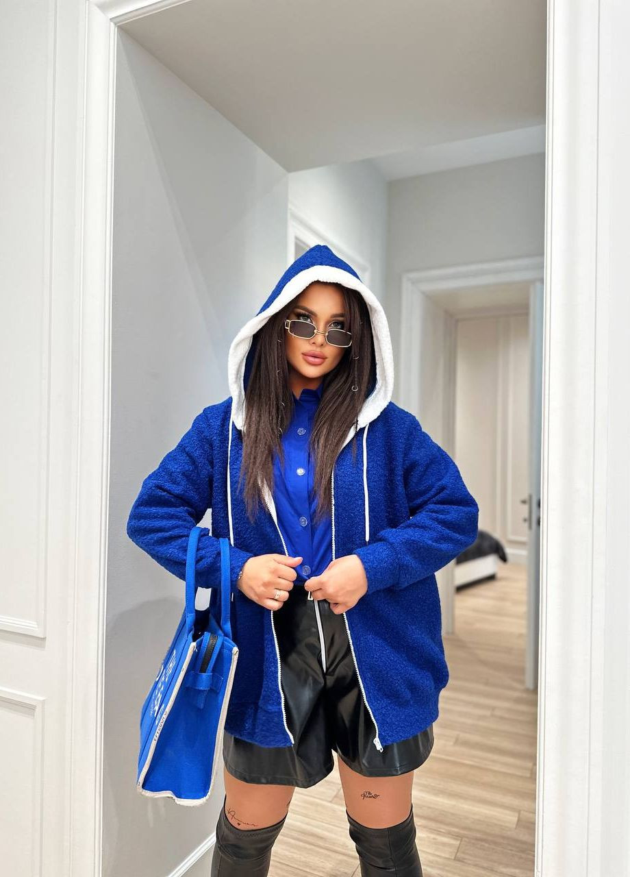 Синяя женская куртка барашек цвет электрик р.50/52 441577 New Trend