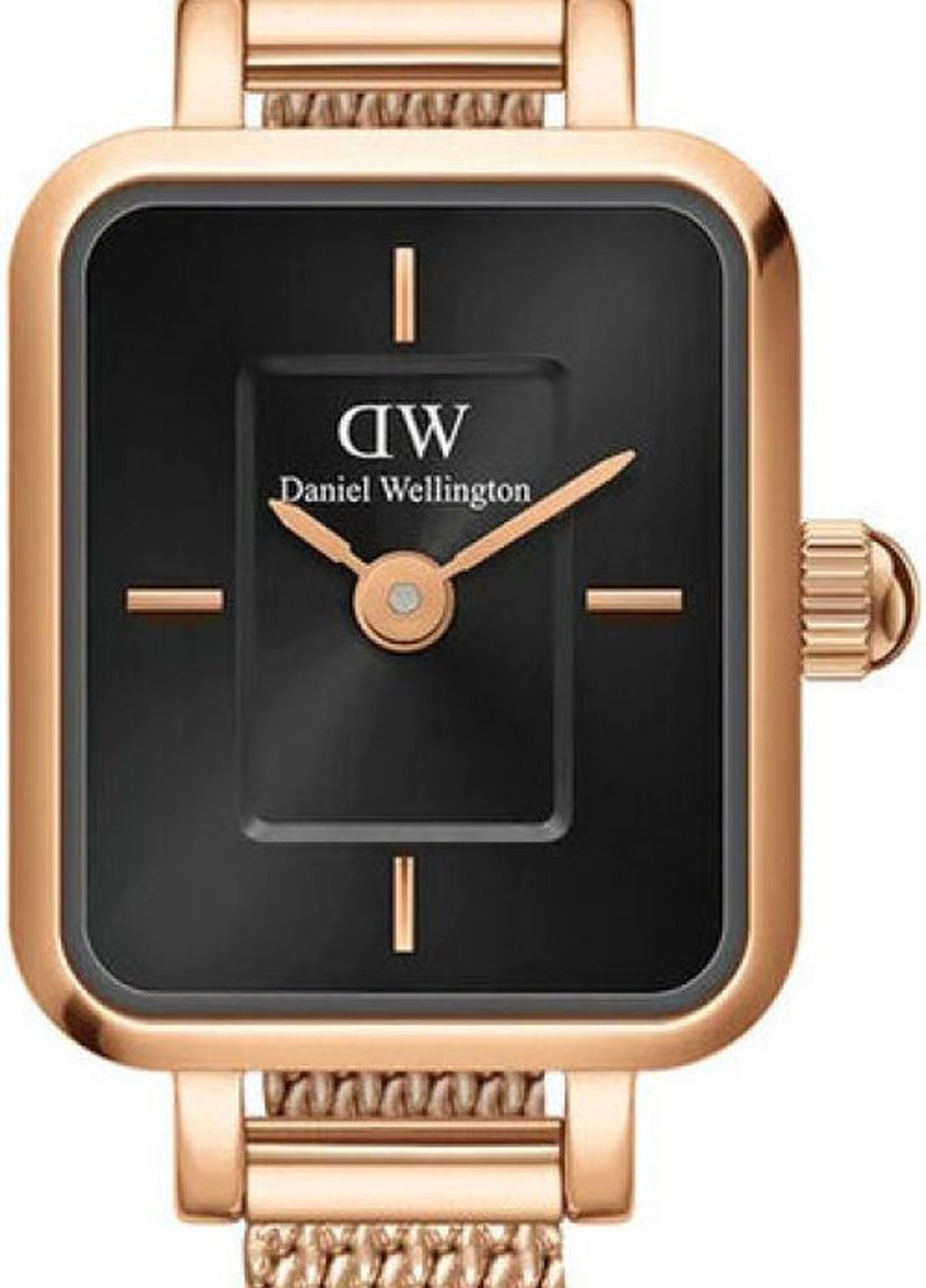 Часы Quadro Mini Melrose Rose Gold Onyx DW00100647 кварцевые fashion Daniel Wellington (276963969)