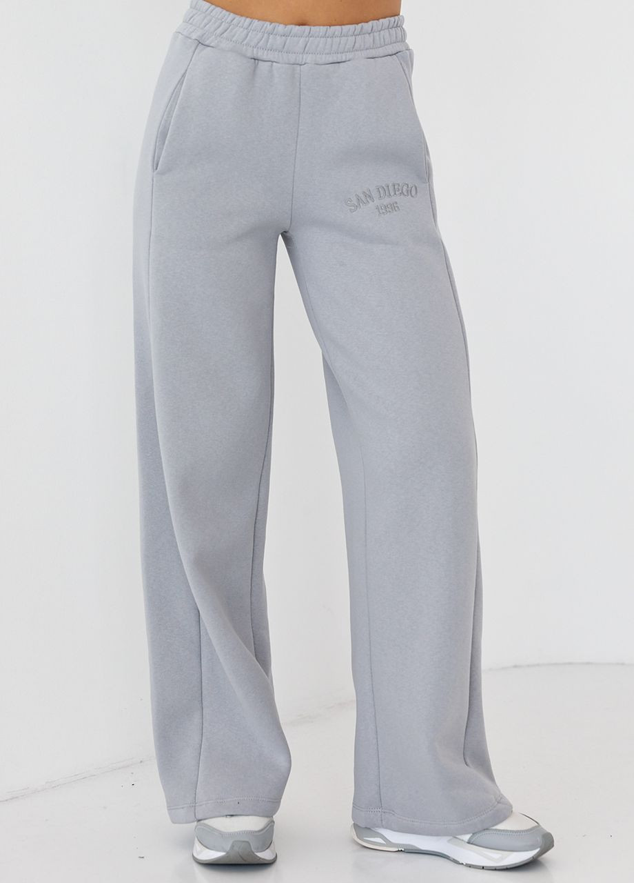 Утеплені трикотажні штани з кишенями - сірий Lurex (267084694)