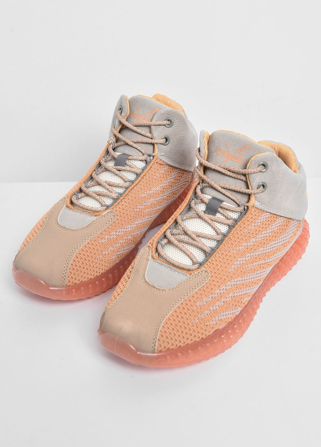 Оранжевые демисезонные кроссовки мужские оранжевого цвета на шнуровке текстиль Let's Shop