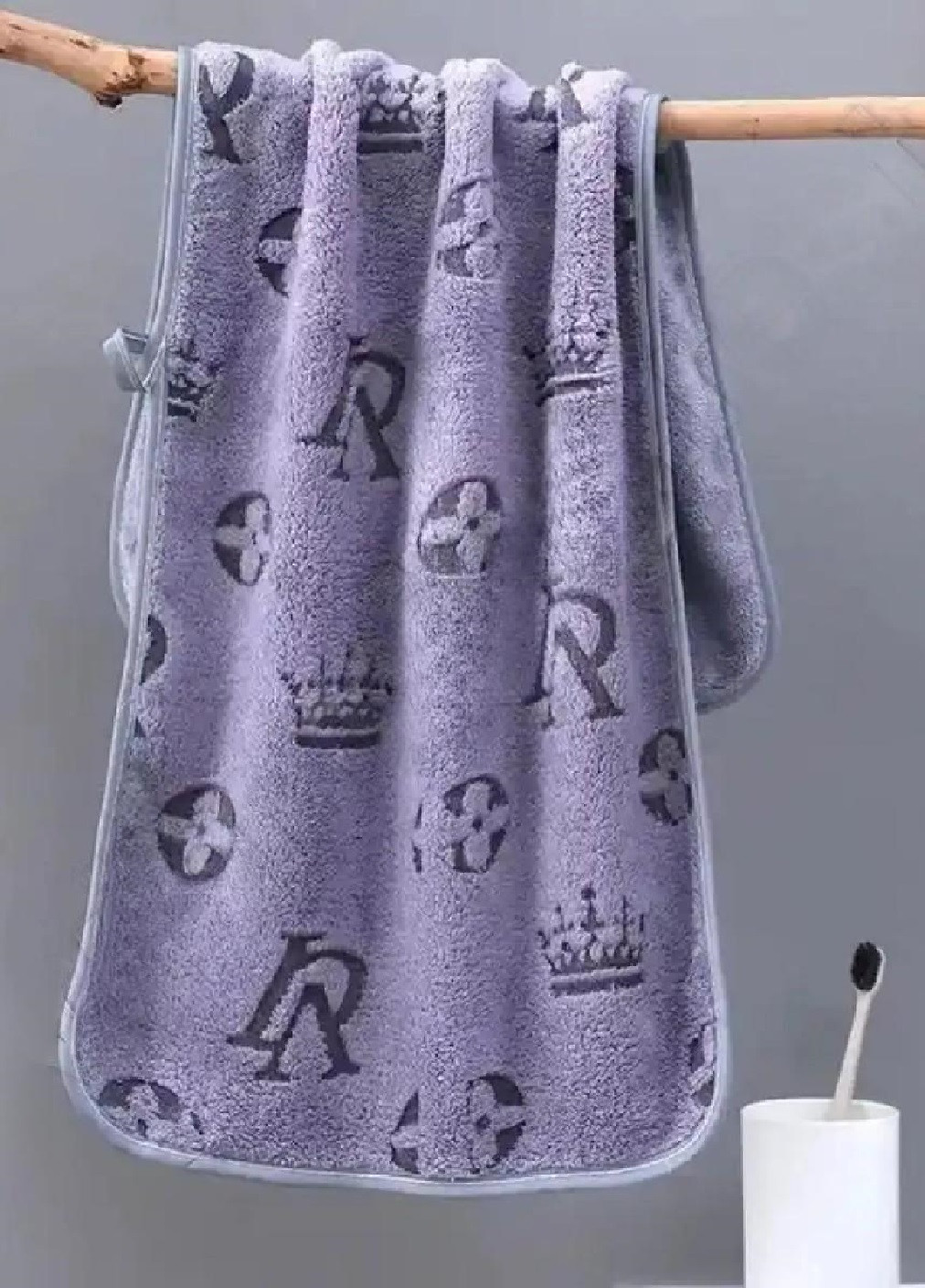 Unbranded рушник для обличчя мікрофібра мікрофліс велюр швидковисихаючий вологопоглинаючий 100х50 см (476126-prob) бренд фіолетовий логотип фіолетовий виробництво -