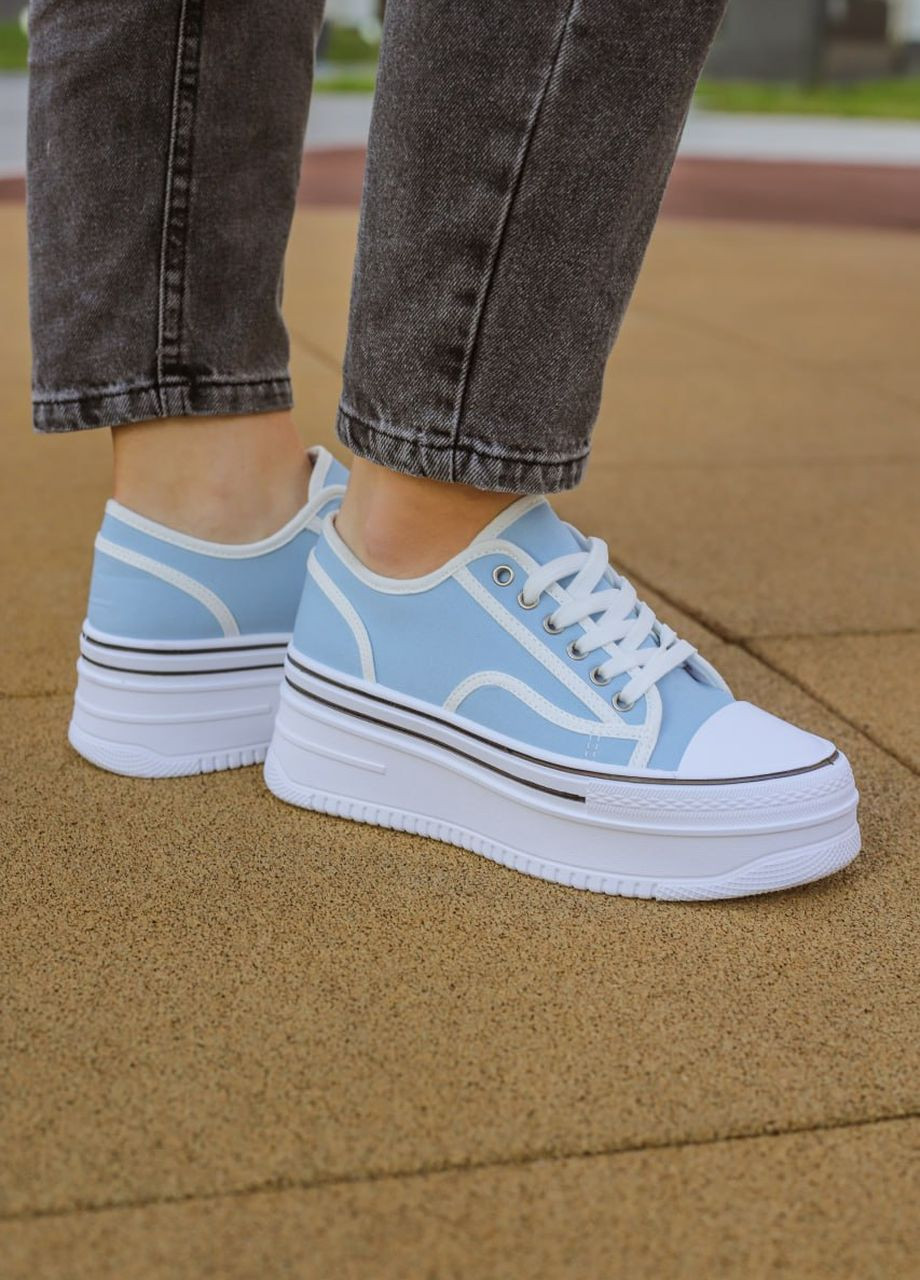 Блакитні кросівки жіночі No Brand Textile Blue/White