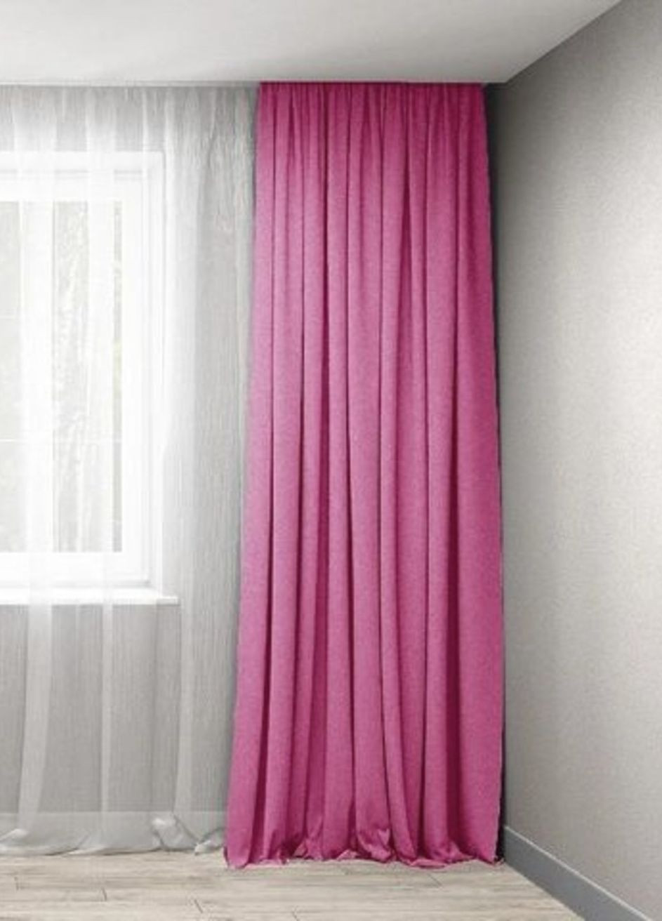 Готовий комплект штор, штори 2 шт мікровелюр малиновий рожевий 200х290 см No Brand (264209854)