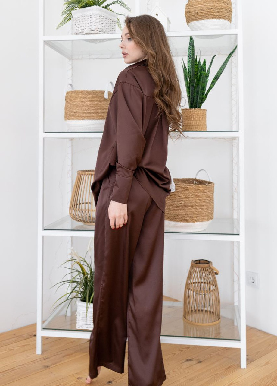 Коричнева жіночий домашній костюм сакура колір шоколад р.s/m 408387 New Trend
