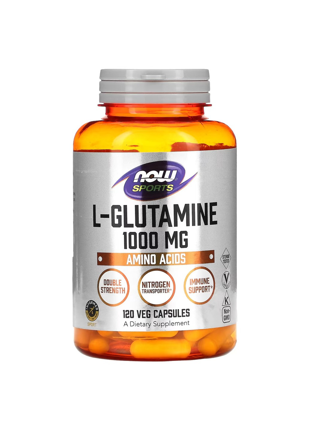 Л-Глютамін в капсулах L-Glutamine 1000мг - 120 вег.капсул Now Foods (277371499)