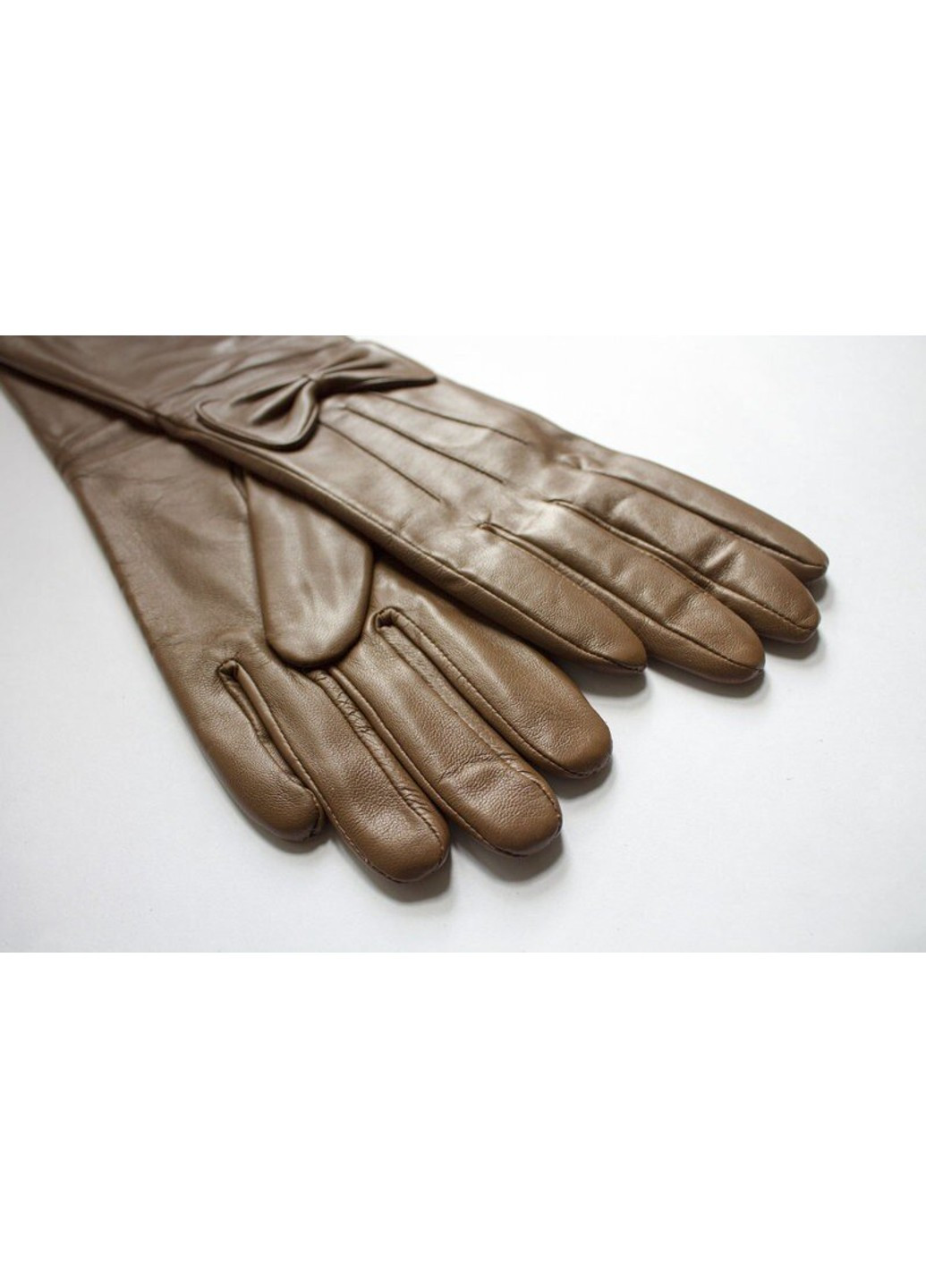 Женские коричневые кожаные длинные перчатки Shust Gloves (266142996)