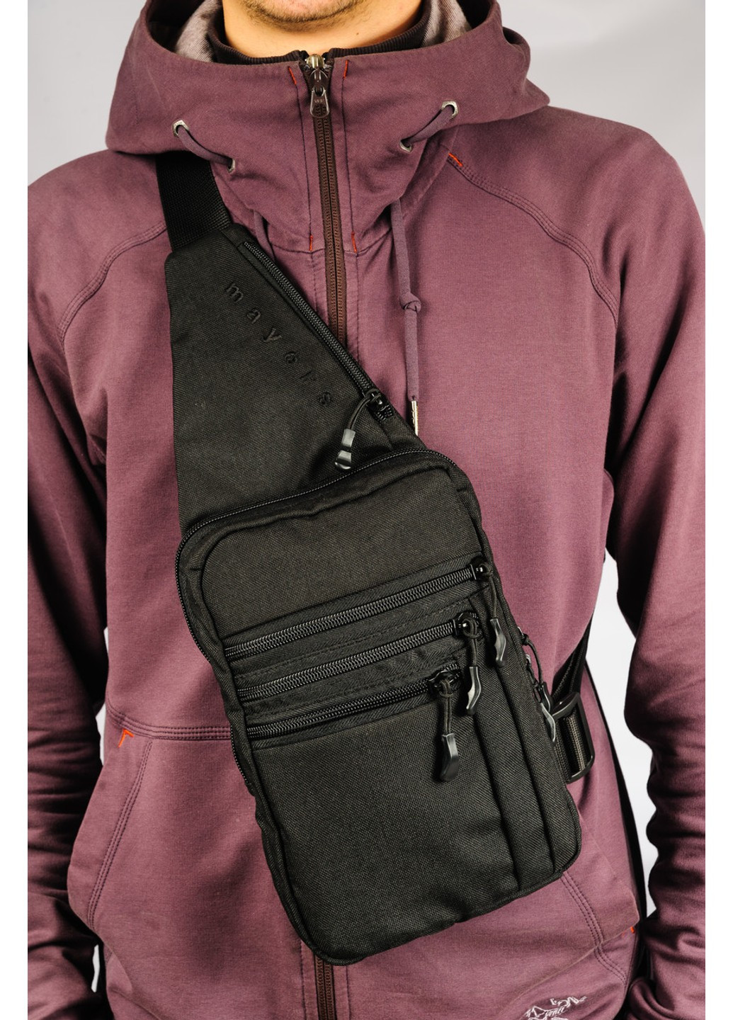 Черная молодежная мужская сумка через плечо нагрудная черного цвета с кобурой и скрытыми карманами No Brand (258591363)