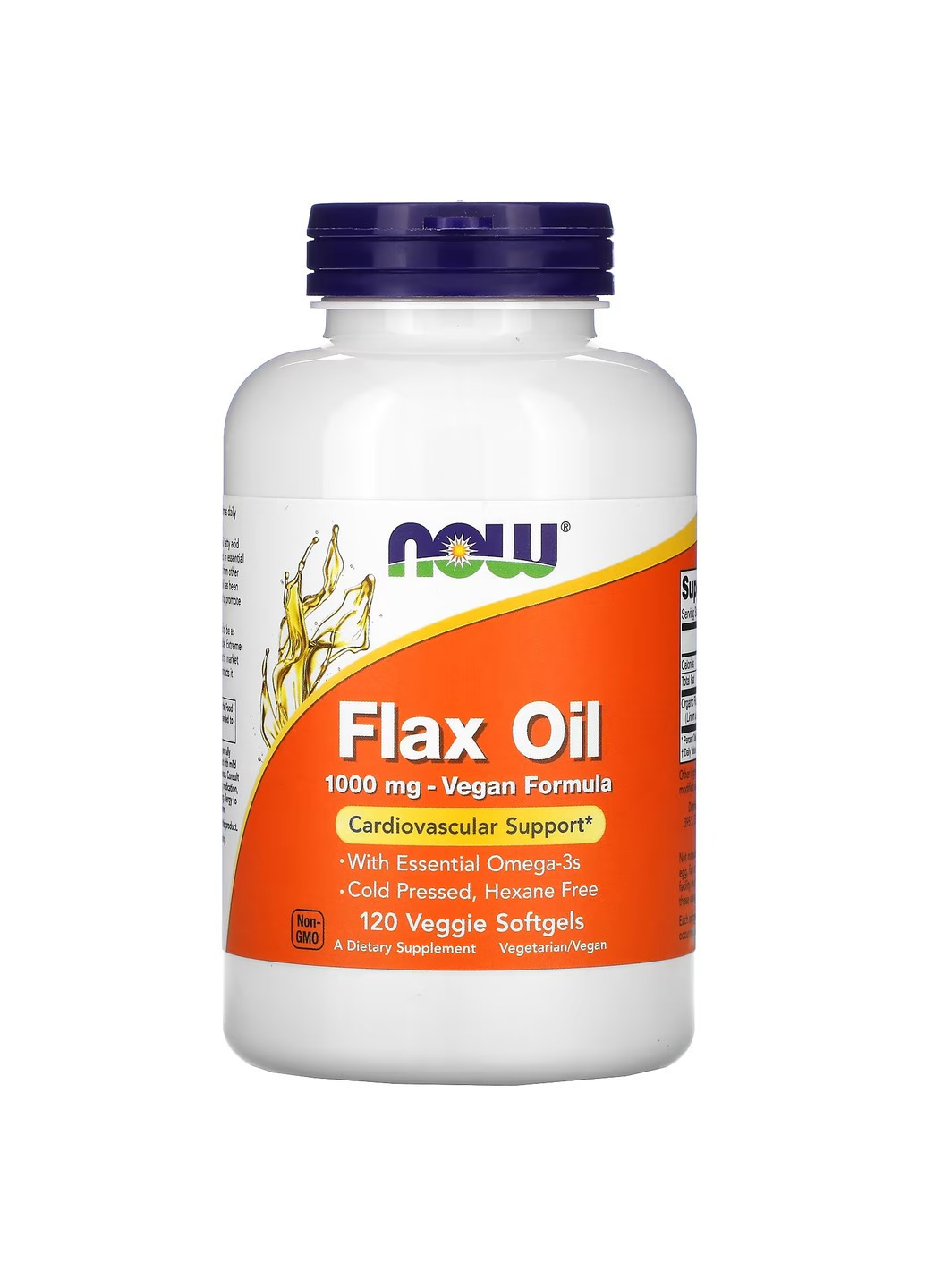 Льняное масло в капсулах Flax Oil Org 1000мг - 120 вег.капсул Now Foods (269461809)