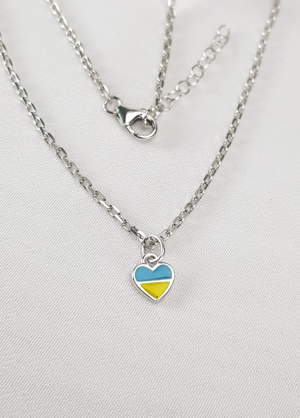 Серебряная цепочка 50 см Сердце жёлто-голубое регулируеться родированное серебро подвеска Family Tree Jewelry Line (266140706)