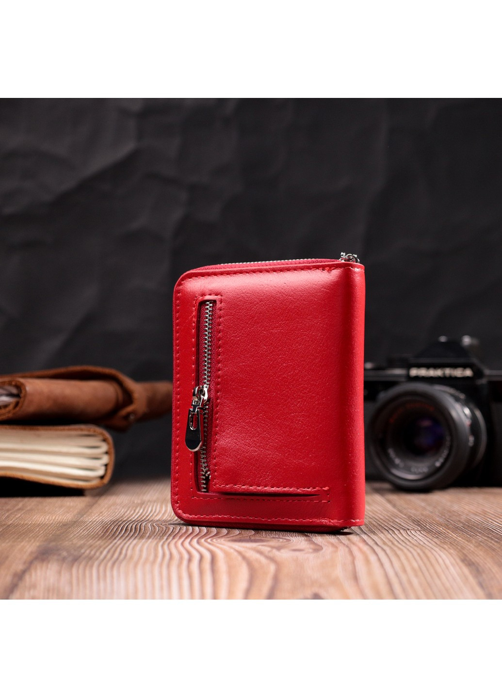 Стильный кожаный кошелек для женщин на молнии с тисненым логотипом производителя 19490 Красный st leather (277980491)