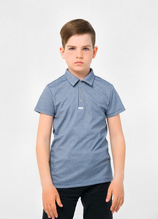 Синяя детская футболка-футболка-поло (короткий рукав) джинс для мальчика Smil