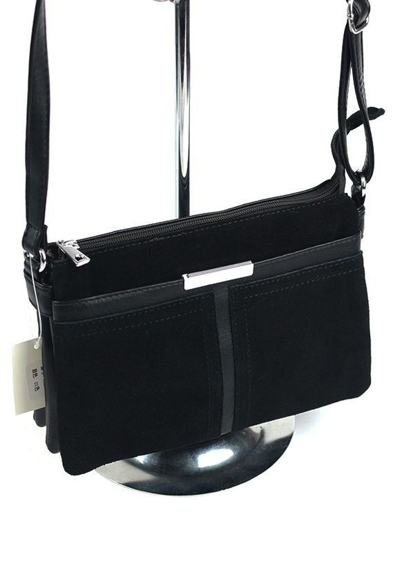 Замшевый женский черный клатч на 5 отделений, маленькая сумочка из натуральной замши на плечо No Brand (266423746)