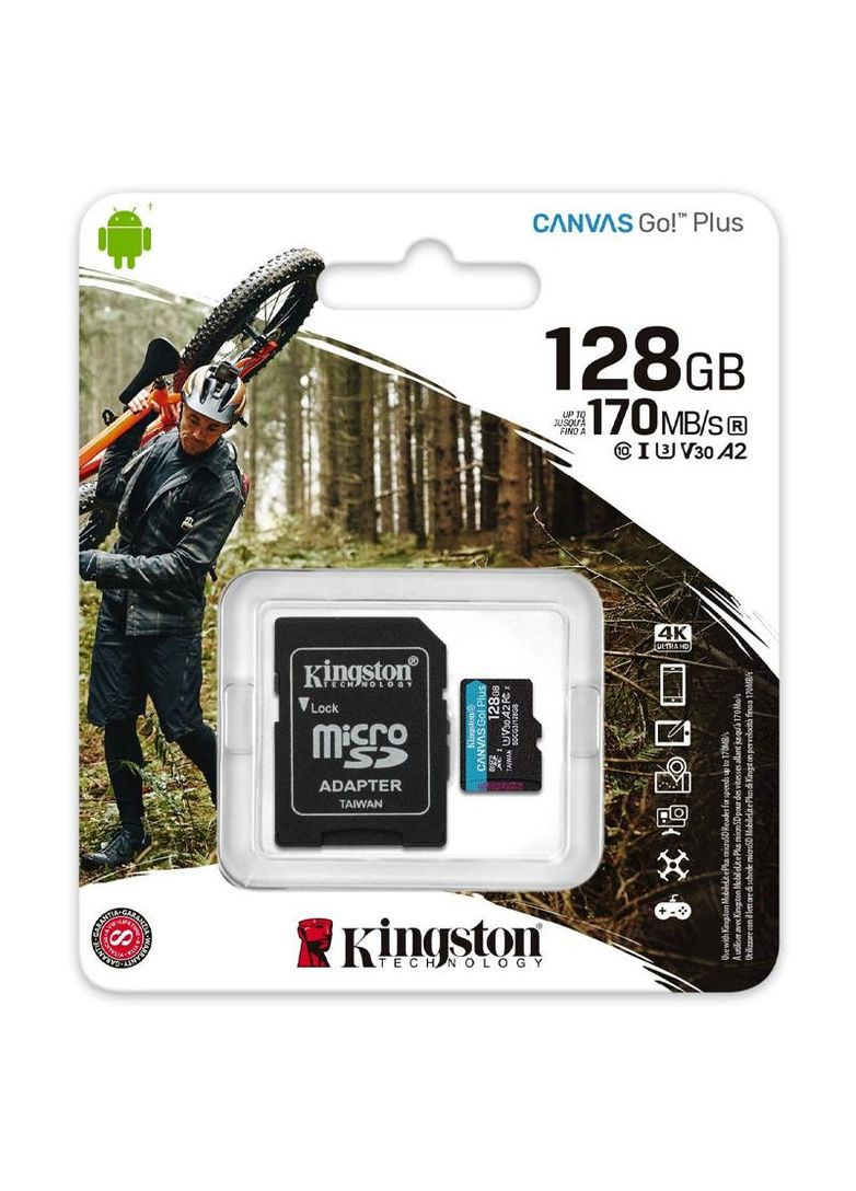 Карта пам'яті MicroSDXC 128GB U3 Canvas Go! Plus R170MB/s 90W + adapter (SDCG3/128GB) Kingston (276265931)