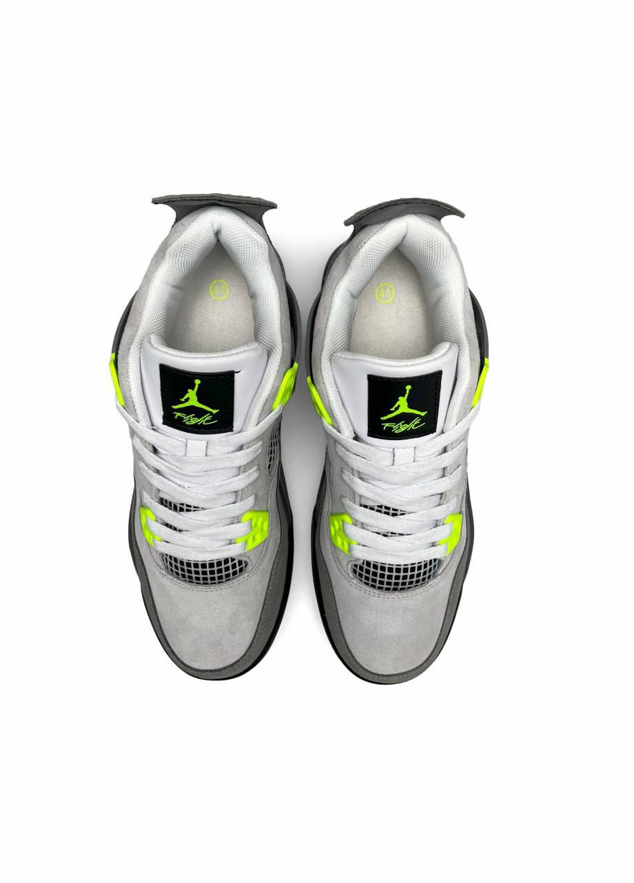 Сірі Осінні кросівки чоловічі, китай Nike Air Jordan 4 Retro Suede Gray Green Black