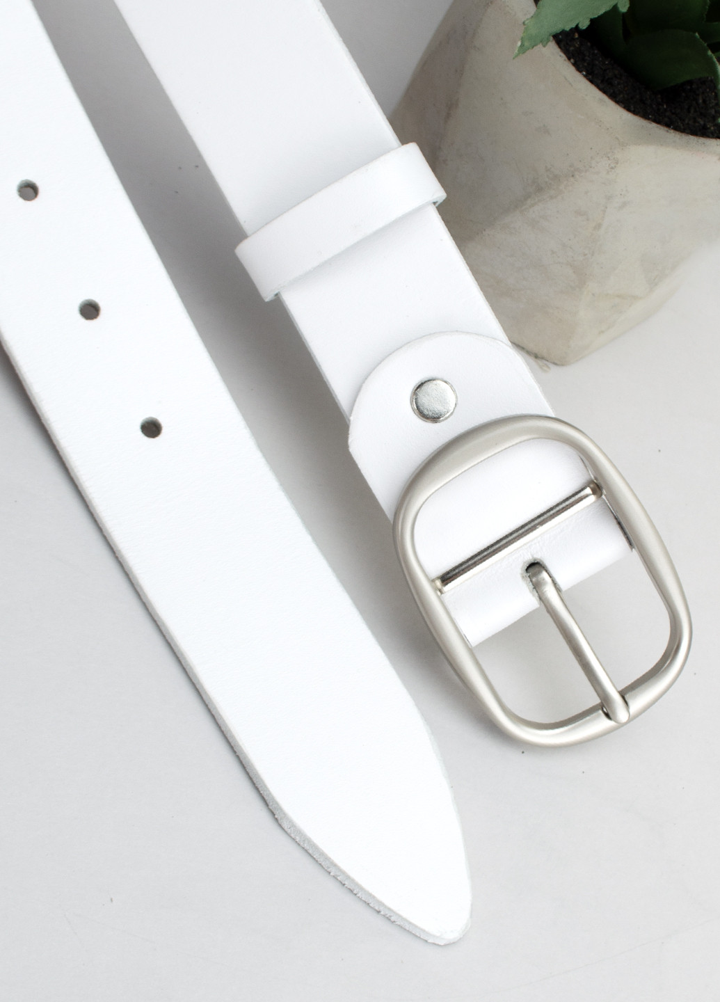 Ремень женский кожаный белый HC-3451 (120 см) под джинсы и брюки HandyCover (275998180)