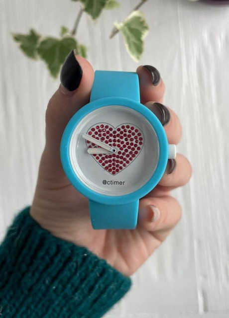 Женские силиконовые часы-конструктор actimer, голубой ремешок, циферблат red heart More (257986100)