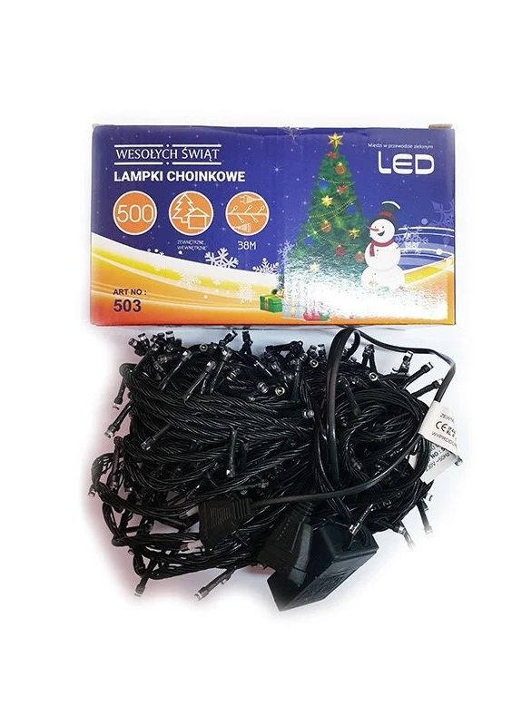 Світлодіодна гірлянда електрична на 500 світлодіодів з контролером зелений провід 35 м Червоний Led (262454715)