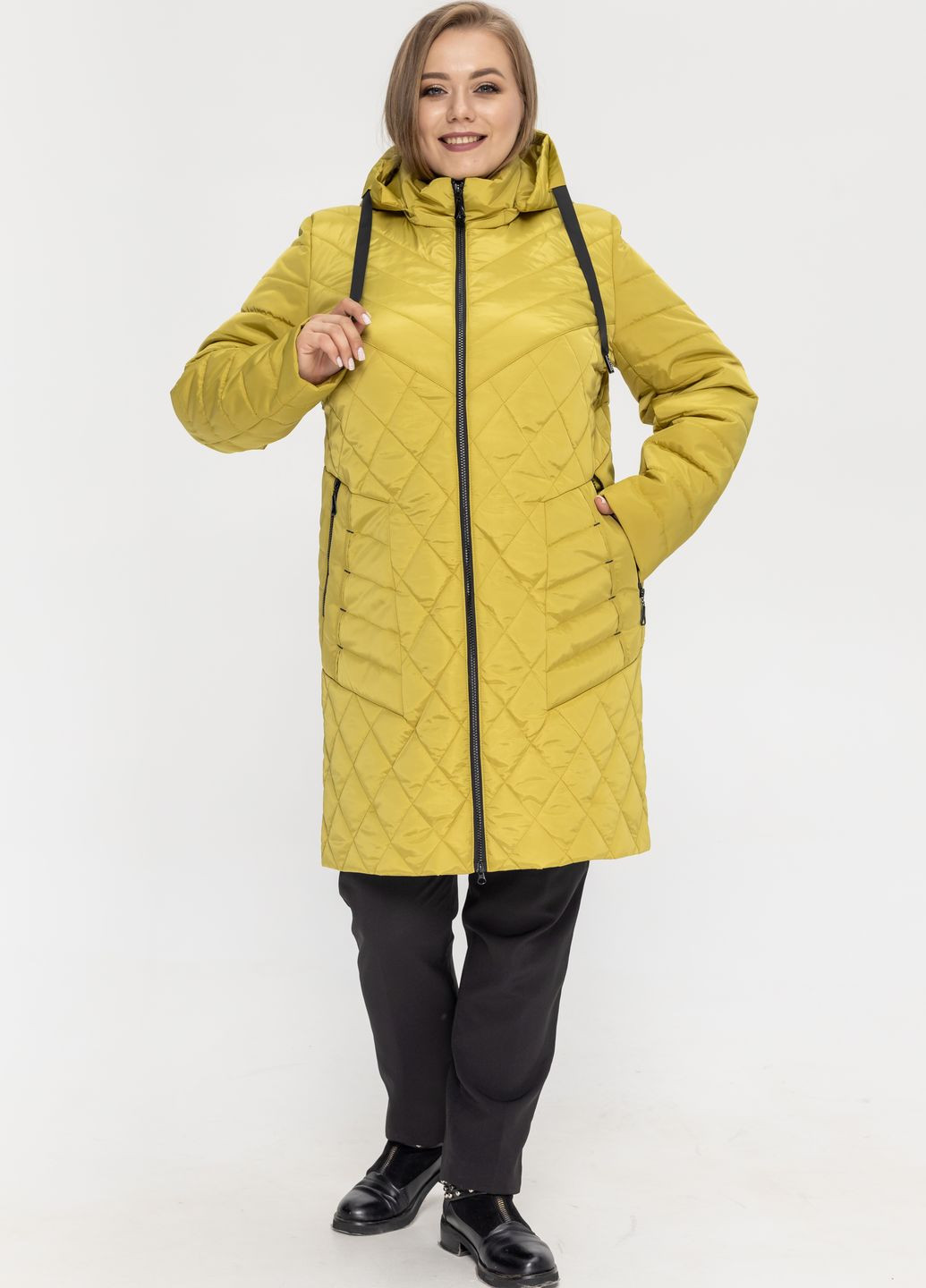 Горчичная демисезонная женская демисезонная куртка большого размера куртка-пальто SK