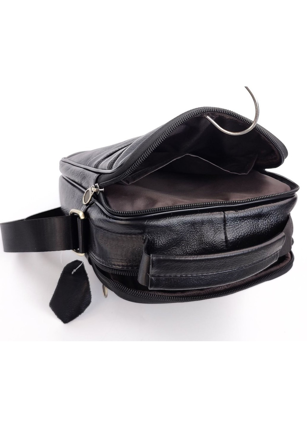 Кожаная сумка мужская с ручкой для ношения в руке AN-111 19x24x9-12 Черная JZ (259578272)