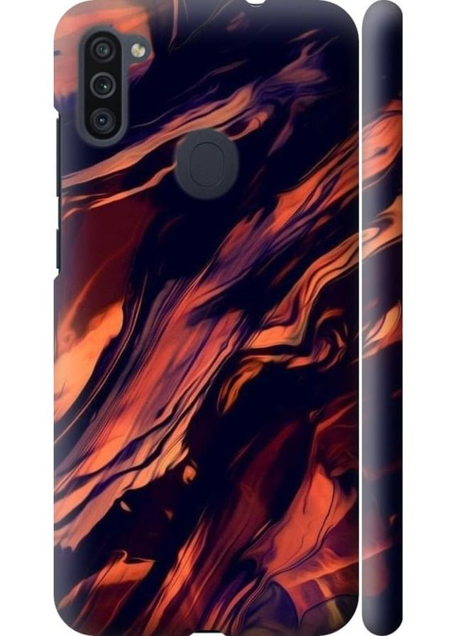 3D пластиковий матовий чохол 'Чорно-помаранчева абстракція' для Endorphone Samsung Galaxy A11 A115F (276318079)