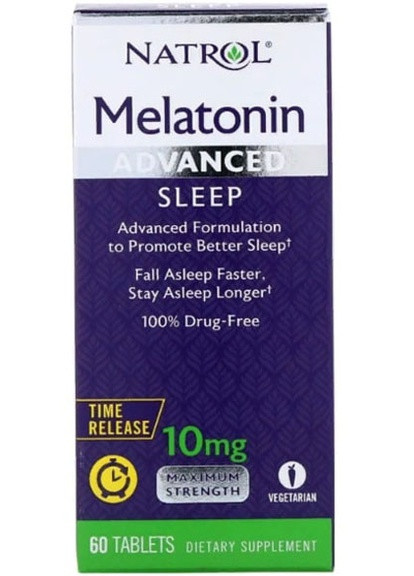 Melatonin Advanced Sleep, Time Release, Maximum Strength 10 mg 60 Tabs NTL-05964 Natrol (256720764)